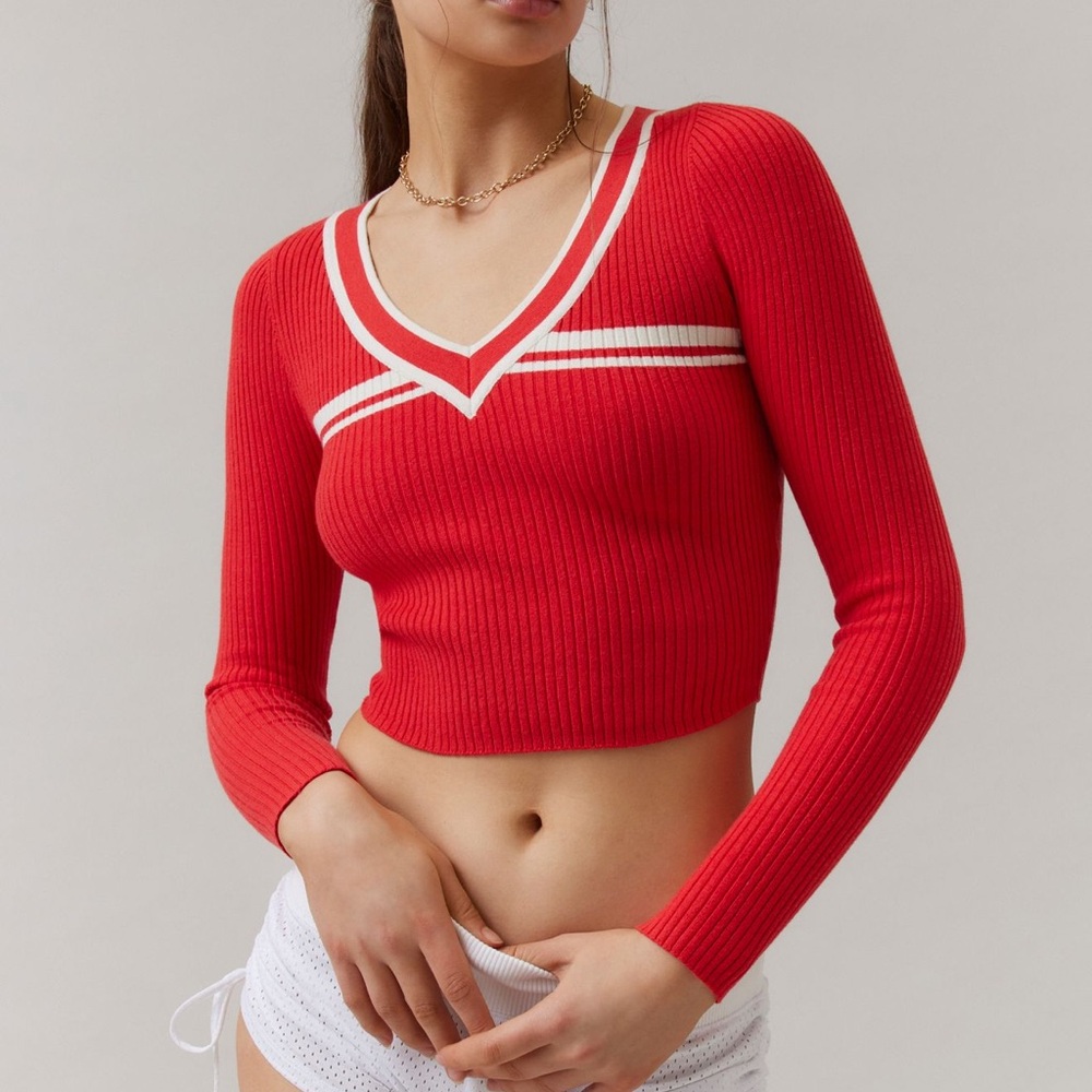 NWOT Urban Outfitters BDG Addison V Neck Ribbed Knit Sweater